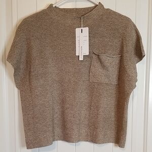 New Soft FP Inspired Beige Knit Top With Pocket Size Large NWT